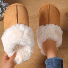 Slippers med pels camel - 40