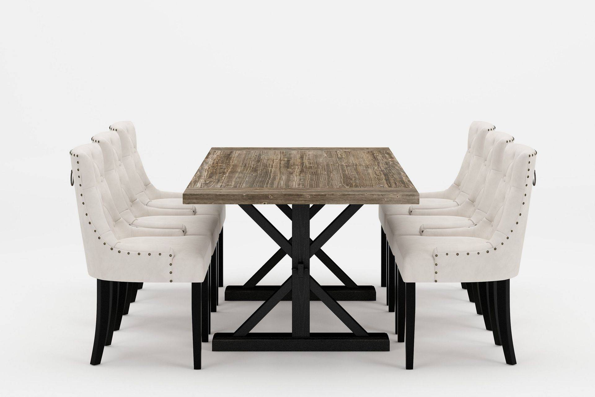 Lyon Premium Matgrupp 200-290 cm + 6 Viktoria Stolar - Vit/Brun Vit,Brun Bloomington