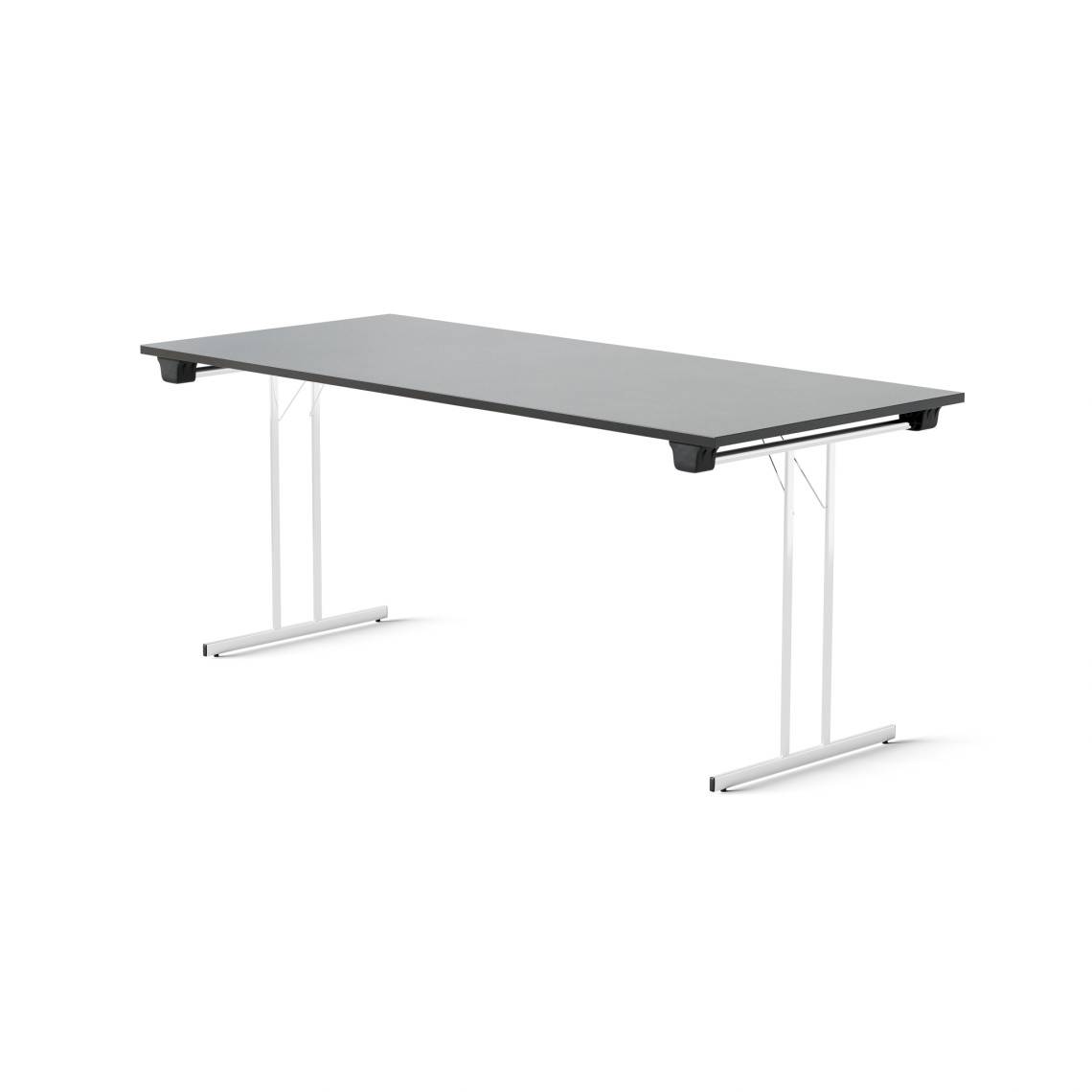 Fällbart bord Dinner Style, Storlek 160 x 70 cm, Bordsskiva Svart, Stativ Krom