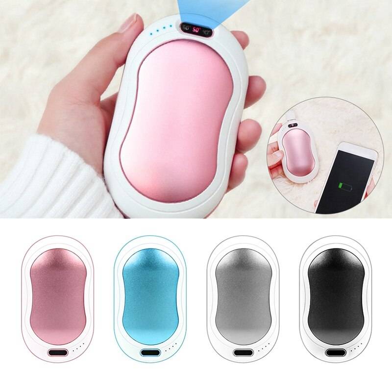 Temperaturdisplay usb handvärmare powerbank mobil power massage ficklampa handvärmare - Rosa