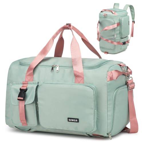 Suweir Sporttasche Damen Herren 42L Reisetasche mit Schuhfach Nassfach Wasserdicht Trainingstasche Travel Duffle Bag mit Rucksack Weekender Schwimmtasche Fitnesstasche für Reisen, Fitness, Sport