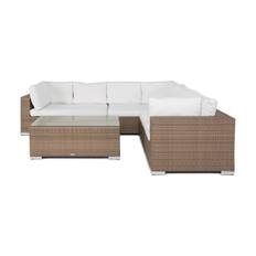 Comfort Garden Bahamas Loungegrupp 6-sits Bord - Sand / Brun Vita dynor & Loungeset Beige Tyg