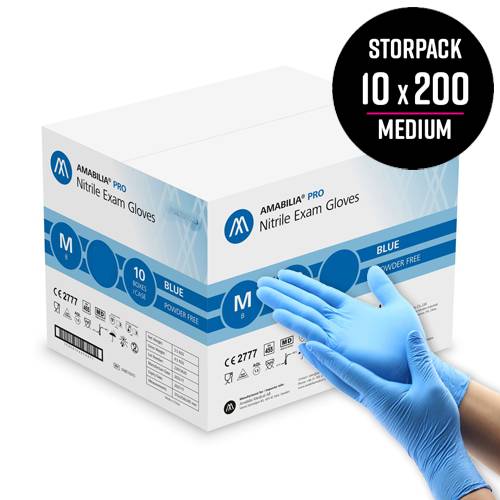 Storpack! Nitrilhandskar (Medium) blå Amabilia®10x200/fp