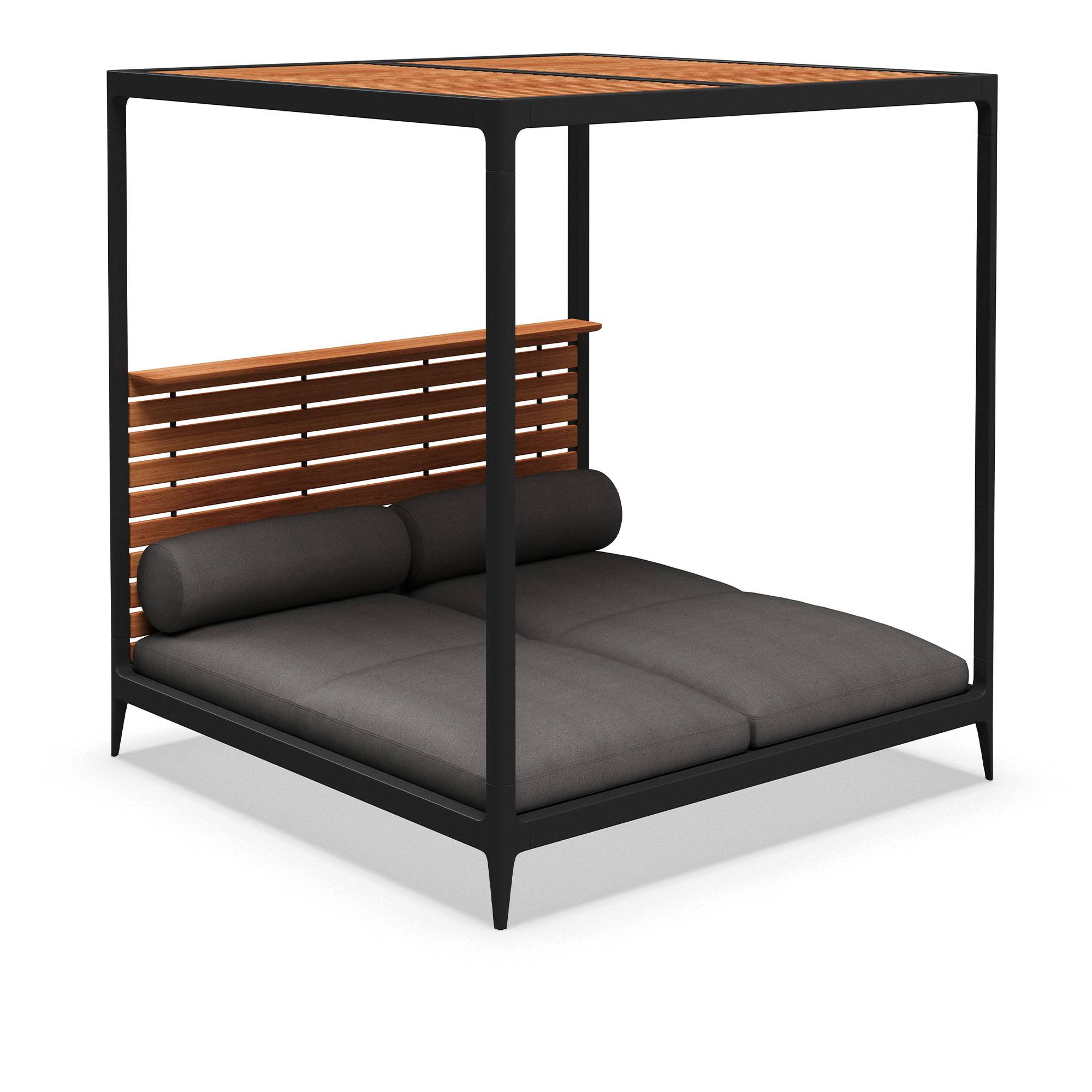 Gloster - Grid Cabana, Teak Back Roof , Fabric Cat. B Blend Coal - Solsängar - Henrik Pedersen - Trä