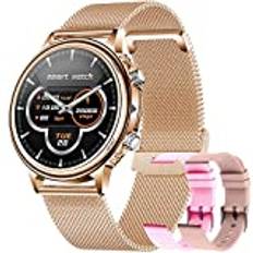 Smartwatch, Fitness Tracker med Pulsmätare, Sömnmonitor, Kaloriräknare, Fitness Watch Smart Watch IP68 Vattentät Smartwatch för Android IOS (Guld)