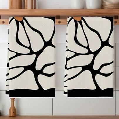 2 st Bohemian Blommor Kökshanddukar Svart Beige Gul Blommor kökshanddukar Farmhouse Matsal Dekorativa handdukar Botanisk dekor - Grå (40*60 cm)