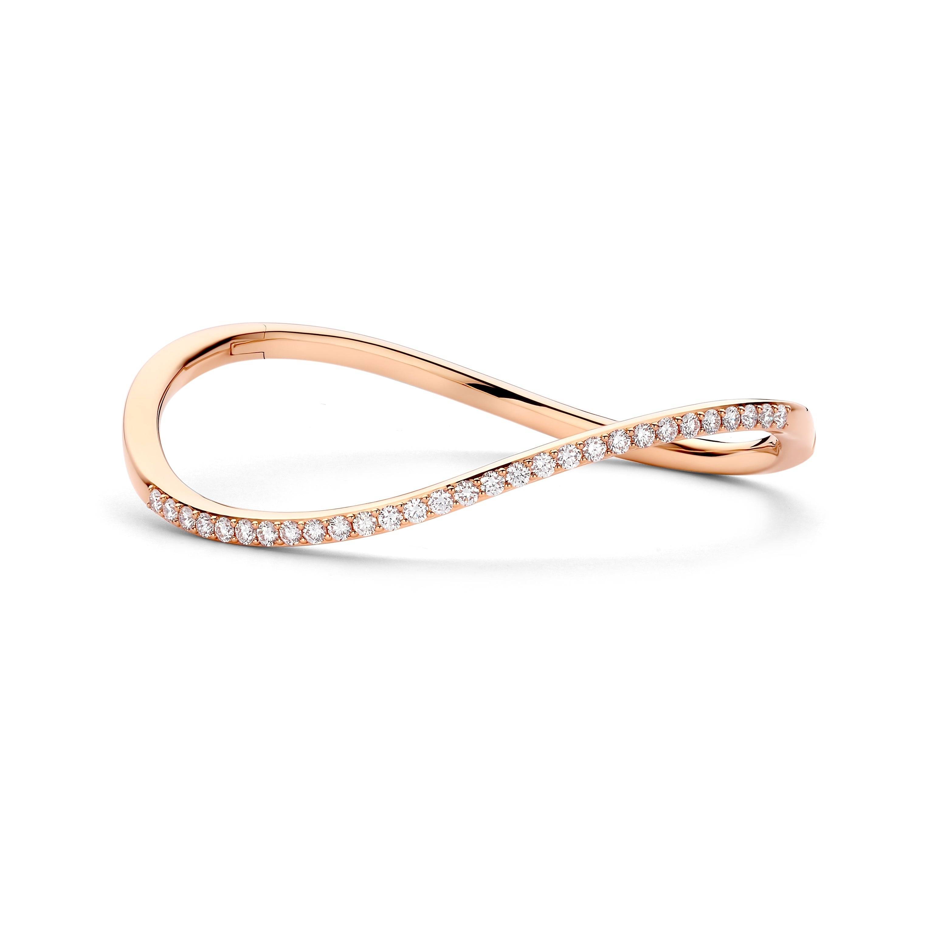 Bigli Infinity 18ct Rose Gold Diamond Bangle Bracelet