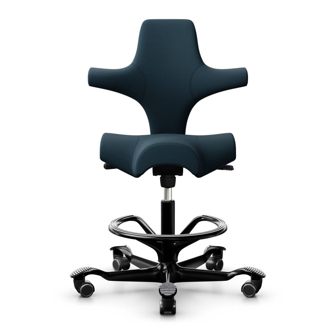 HÅG Capisco 8106, Ergonomisk kontorsstol, Färg Mörkblå (SC66194), Underrede Svart, Liftomat 200 mm, Fotring Ja