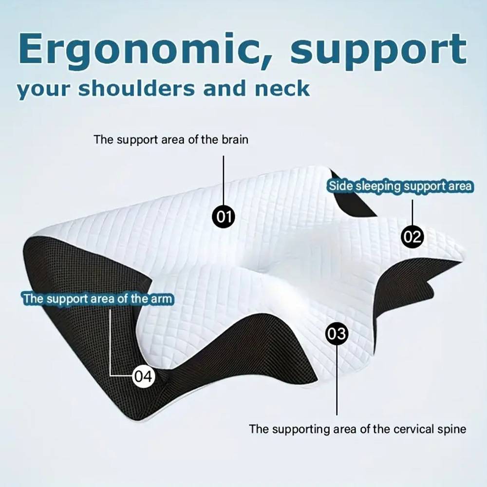 Sleep Memory Pillow Butterfly Memory Foam Neck Pillows Contoured Sleep For Neck Pain Relief Stomach Support Comfortable Pillow
