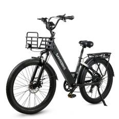 Samebike RS-A01 Plus Electric Bike 750W Motor 48V 14Ah Battery 26*3.0 ” inch Fat Tire Step-thru City Commuter Ebike svart