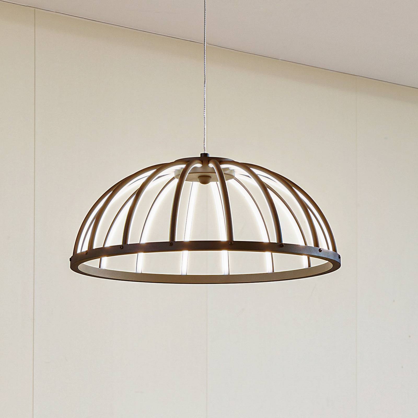 Pendellampa Attea Lucande, dimbar, Svart, Vardagsrum / matsal, Aluminium / grå / zink, Modern