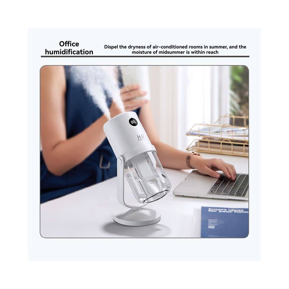 Dual-Spray Oscillating Humidifier Hydrating Home Humidifier Silent Portable Atomizer with 360 Rotating Stand