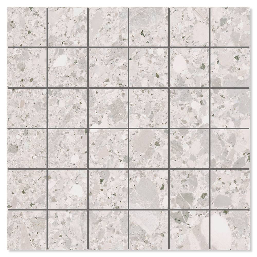 Mosaik Klinker Terrazzo Premio Ljusgrå Matt 30x30 (5x5) cm