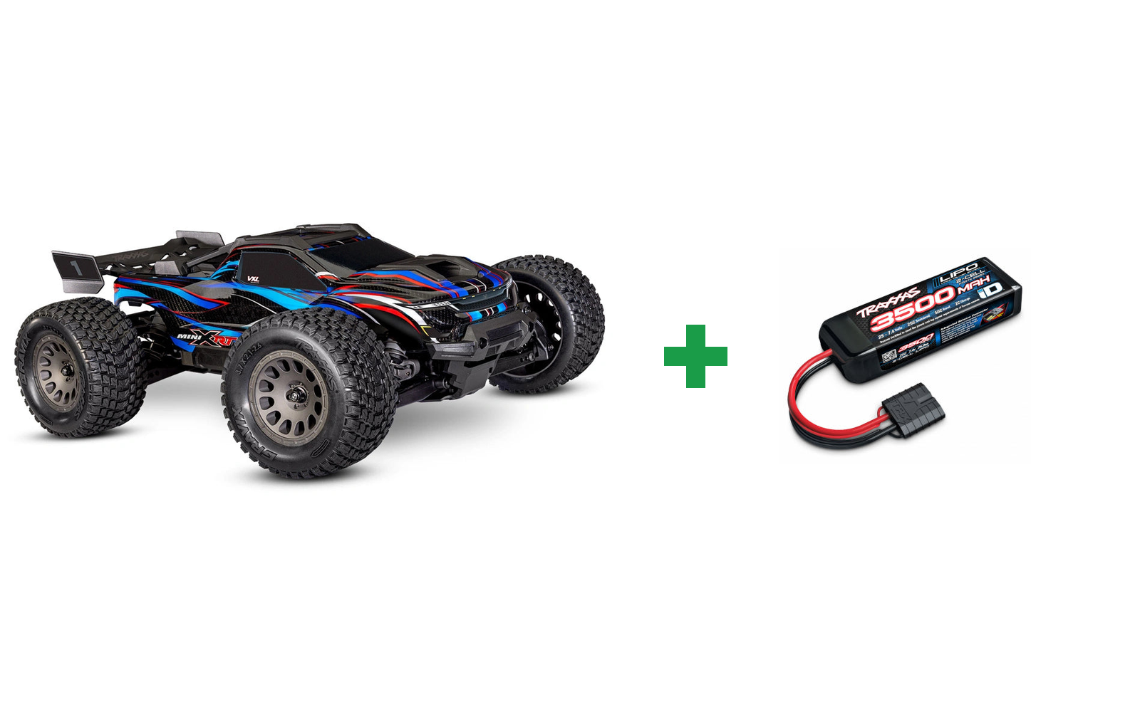 Mini XRT RTR TQi VXL-3s - Kompakt størrelse, ekstrem power - Blå / Ekstra køretid-pakken