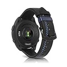 ZoRoll Läderrem för Garmin vivoactive 4/Venu 2/Forerunner 265/255/255 musik, 22mm läderklocka Replacement Armband för Garmin Darth Vader/Polar Vantage M2 - Svart&Blå, modernt