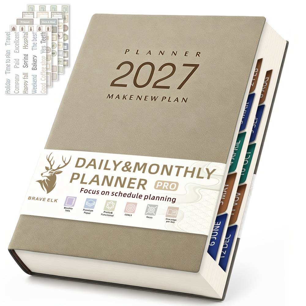 2027 Daily Planner Binder, 400 Pages - Includes Habit , Monthly And Planning Notebook, Time Management And Planning, Productivity Planning Notebook