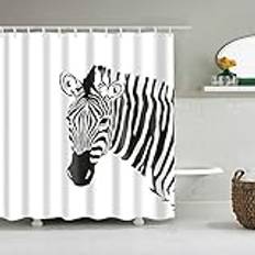 HGZGF duschdraperi zebra duschdraperier mögelbeständiga polyester badrumsgardiner våtrum tvättbara anti-mögel vattentäta mögelbeständiga duschdraperier duschdraperi 180 x 180