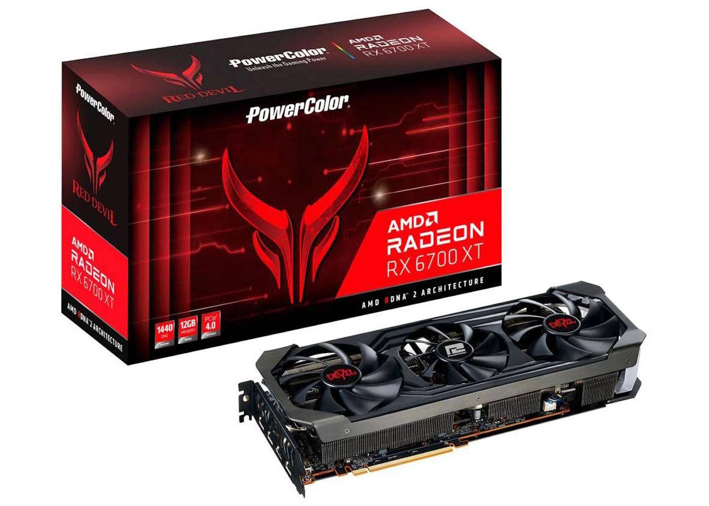 AMD PowerColor Red Devil Radeon RX 6700 XT Graphics Card (AXRX 6700XT 12GBD6-3DHE/OC) - One Size (One Size)
