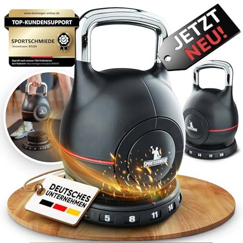 SPORTSCHMIEDE Kettlebell verstellbar 2-20 kg als Kugelhantel fürs Home Gym