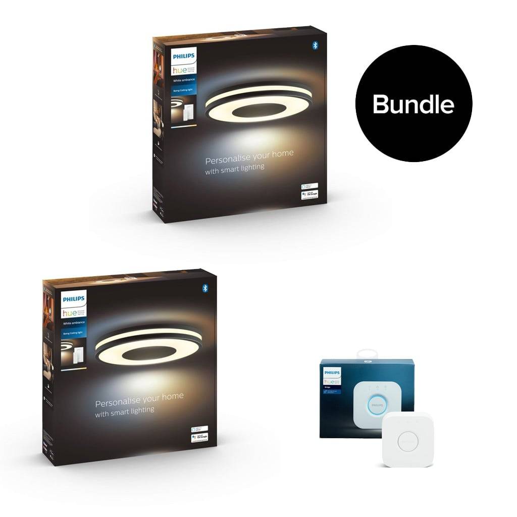 Philips Hue - 2x Being Hue Ceiling Lamp - White Ambiance + Hue Bridge - Bundle