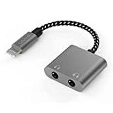 Cubilux Lightning till 3,5 mm hörlursuttag splitter för att dela musik/film, dubbel 1/8 tum hona ljuduttagsadapter kompatibel med iPad, iPad Air/Mini, iPhone 14 Pro Max 14 Plus/13/12/11/SE 2/Xr More