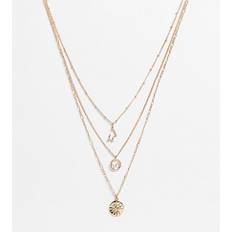 Reclaimed Vintage – Vintageinspirerat halsband i flera rader med stjärnor-Guld