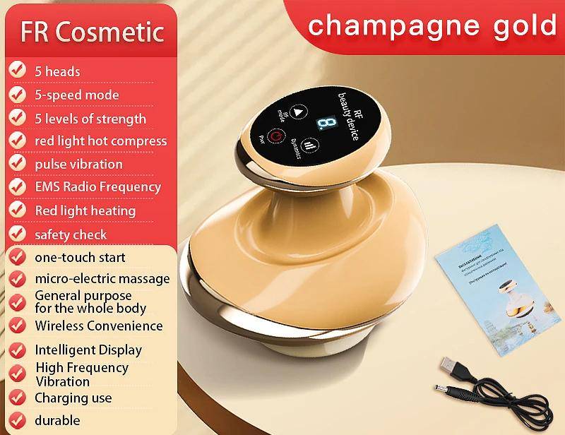 5 Speed RF Electric Guasha Scraping Massage Cupping Body Massager Vacuum Cans Suction Heating Fat Burner Anti-cellulite Massager gyllene