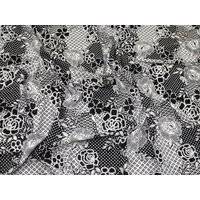 Deadstock Stretch Mesh Fabric Black & Ivory