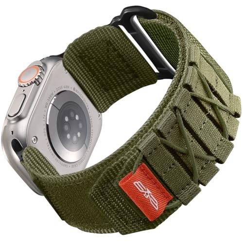 Bandletic Nylonrem kompatibel med Apple Watch-rem 49 mm 45 mm 44 mm 42 mm Ultra 1 Ultra 2, utomhussport band för iWatch SE/Ultra 1 2/Series 9 8 7 6 5 4 3 2 1, M-grön