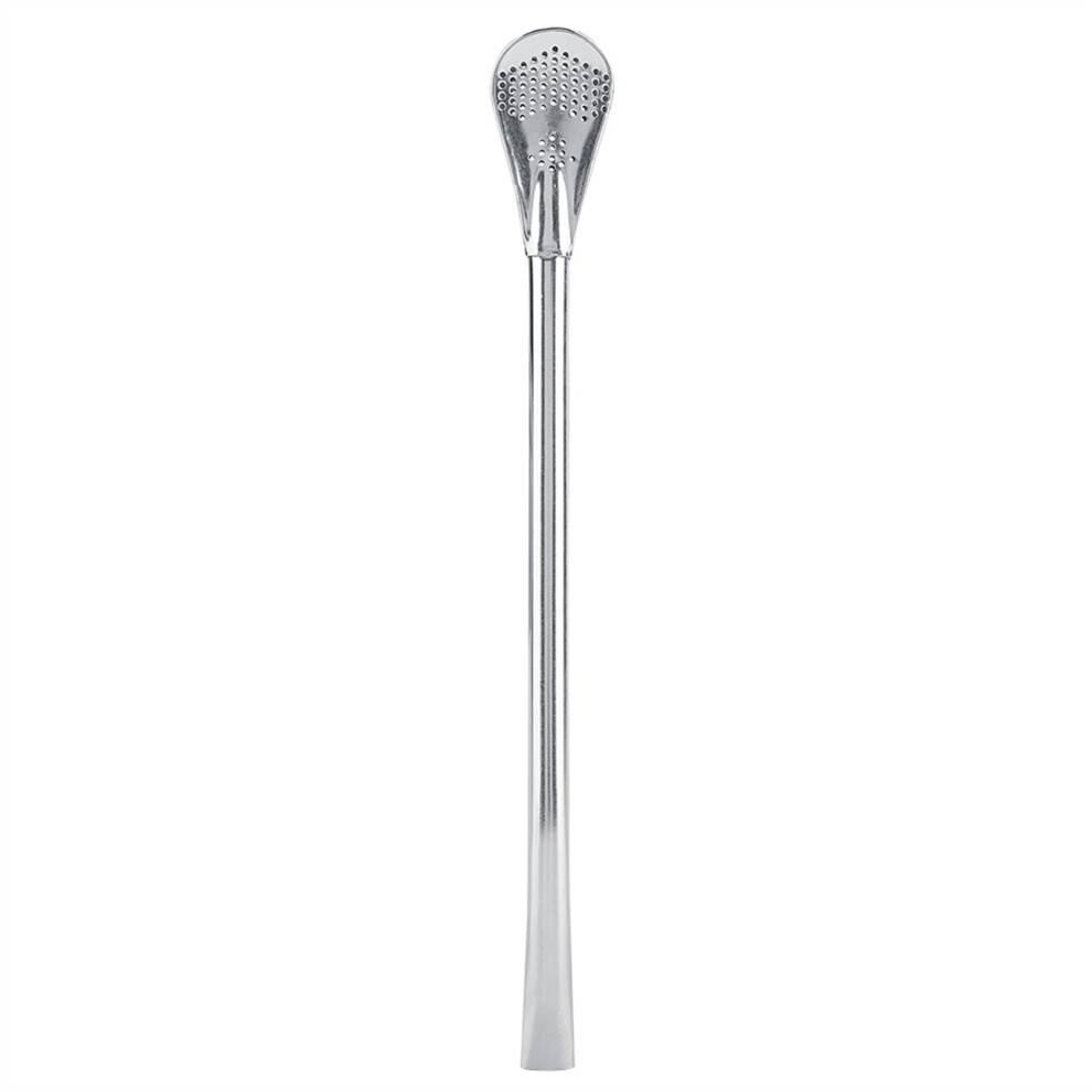 Genanvendeligt sugerør til ske med infuser, røreske i rustfrit stål til drikkevarer, bærbar teinfuser med filterspids, 2-i-1-design til