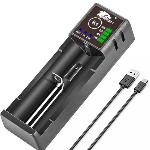IMREN 18650 laddare, 2A batteriladdare 3.7v för 1 st 3,7V Li-Ion batteri 18650 18500 18350 14500 16340 17500 20700 21700 26650 och 1,2V NI-MH/NI-Cd AA AAA C batterier (med USB-C)