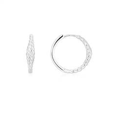 Argento Silver Twist CZ Hoop Earrings - Silver - One Size