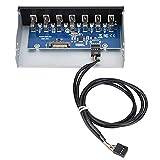 USB Hub Box Panel, 5,25 Tum Intern Front Metallpanel 7 Port USB Hub Drive Panel med 9PIN Till 6 Port USB2.0 Panel, Kompatibel med 5,25 Tum Datorfodral, Skannrar, Skrivmaskiner
