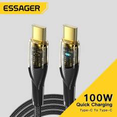 Essager PD 100W 60W USB C Till Typ C-kabel 7A Snabbladdningsladdarekabel Trådsladd för iPhone Huawei Xiaomi POCO Realme Samsung USB-C-kabel 2m PD60W C-C svart