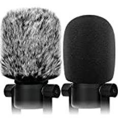 Pare Brise Pop Filter kompatibel med Rode Podmic Procaster Podcast NT1, NT1-A, NT2-A, NT-USB, K2, NT1000, NT2000 skum furry burk, mikrofonlock, 2 pack