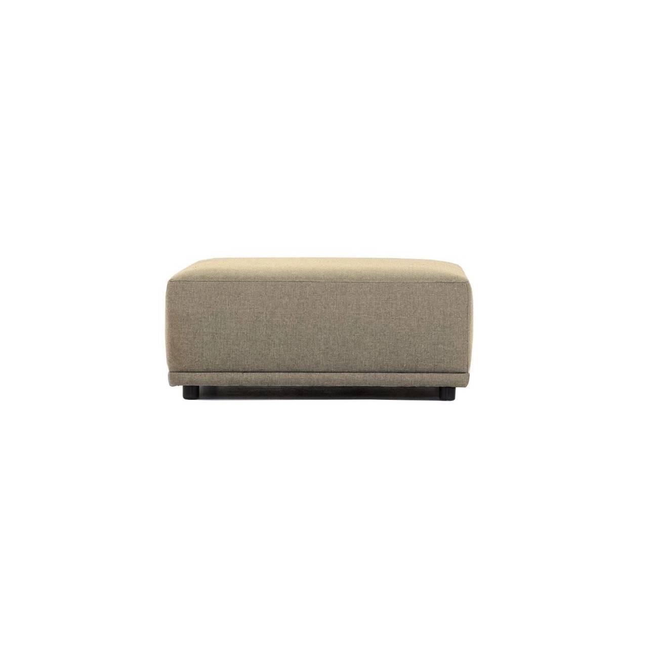 New York puf, kvadratisk - latte polyester stof og sort plastik (90x90)