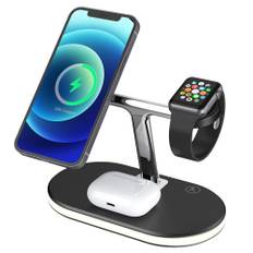 C300 3-in-1 15W Magnetic Wireless Charger with Night Light, Fast Charging Base Stand for Apple Phone Watch Series