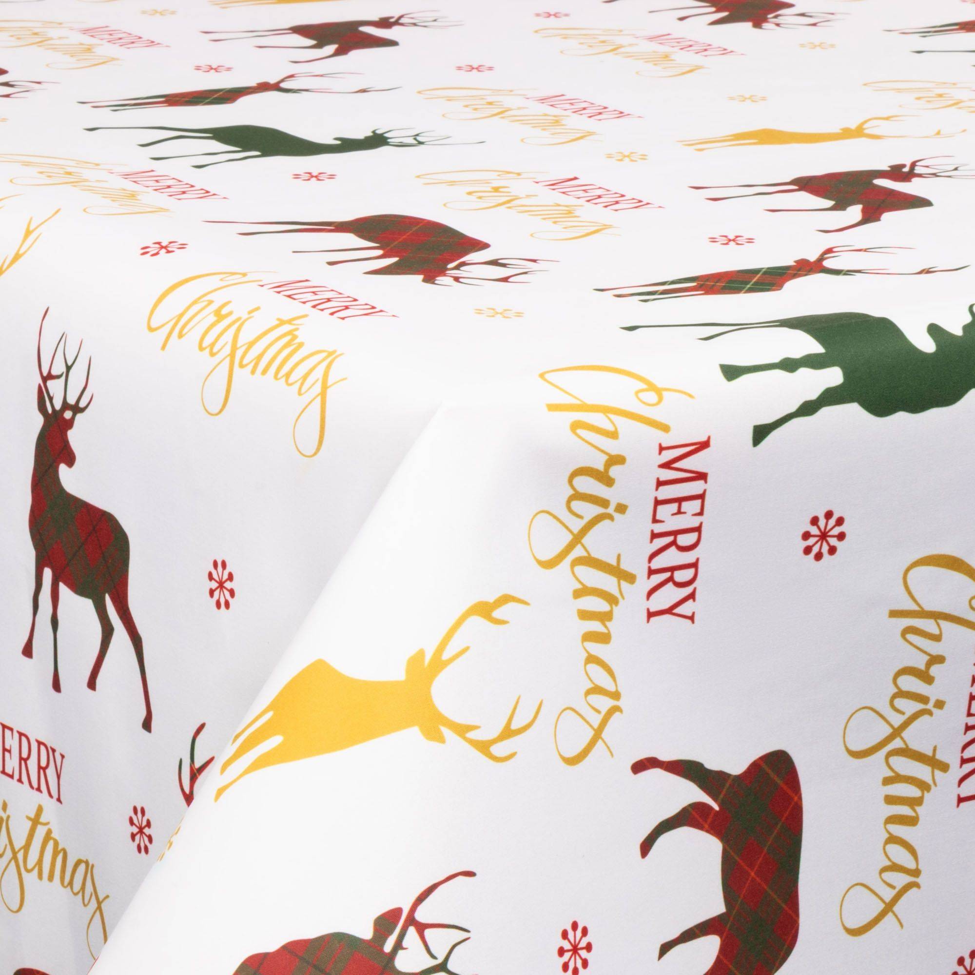 Tekstil voksdug - 140 cm bred - Juledug - Merry Christmas - Voksdug med akrylbelægning