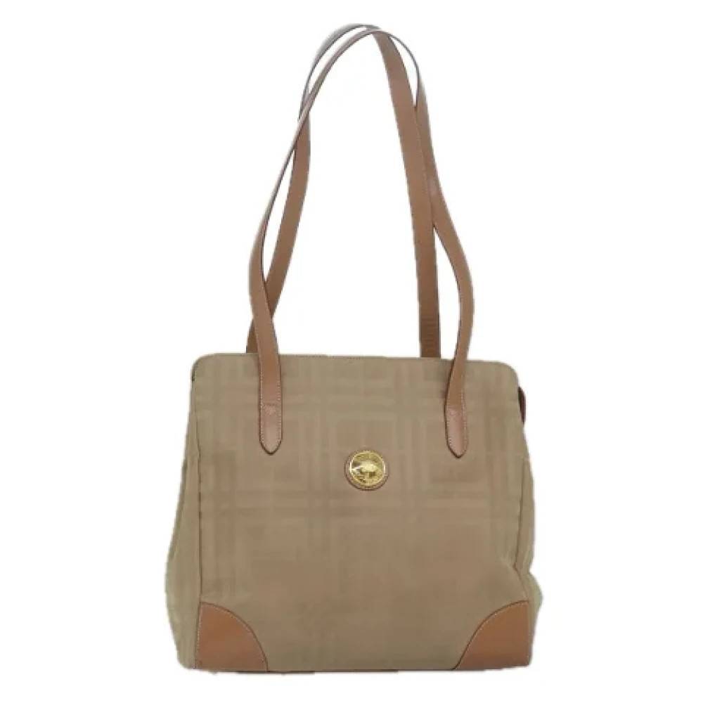 Burberry Vintage Pre-owned Canvas Skuldertaske - Vintage - Dame - Beige - ONE SIZE - Uld
