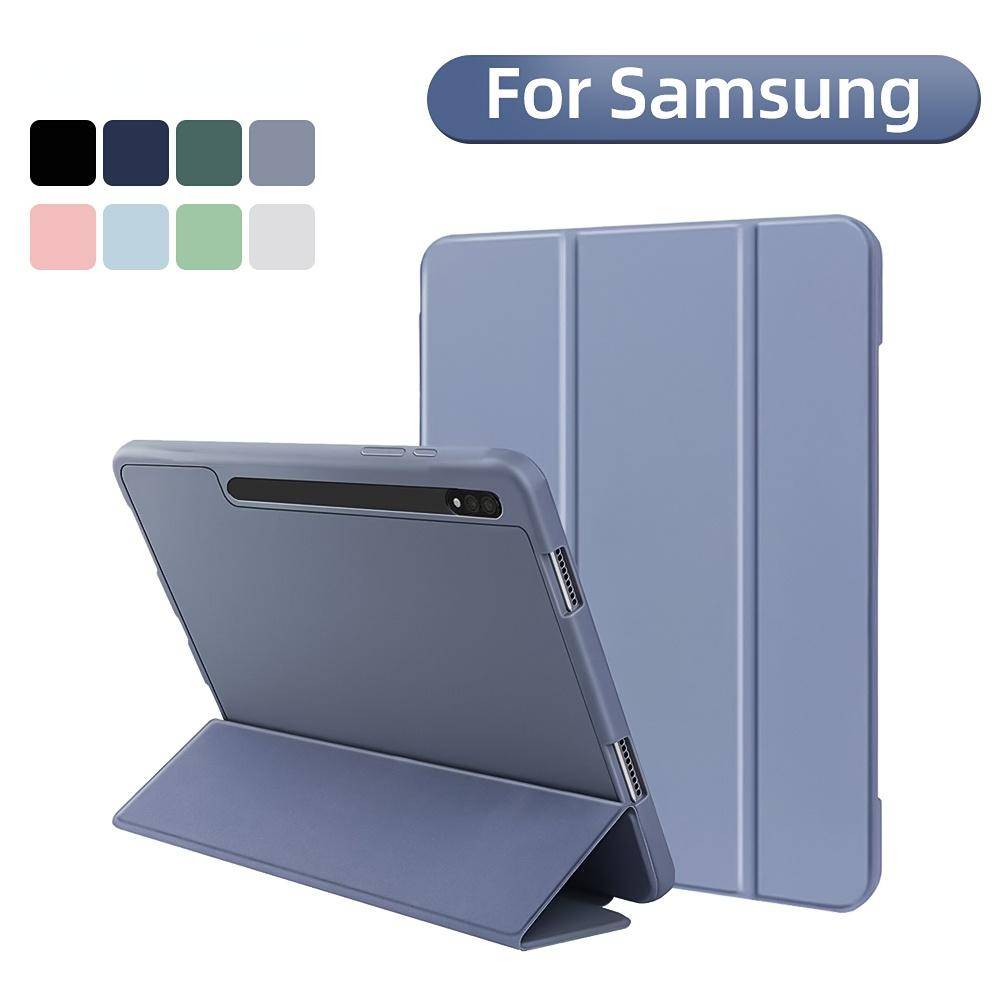 YurKem Fodral för Samsung Galaxy Tab S8 S7 S6 Lite S7 Plus S7 FE S8 Plus S8 Ultra Med pennfack Tablet Auto Wake Sleep Flip Smart Cover grå