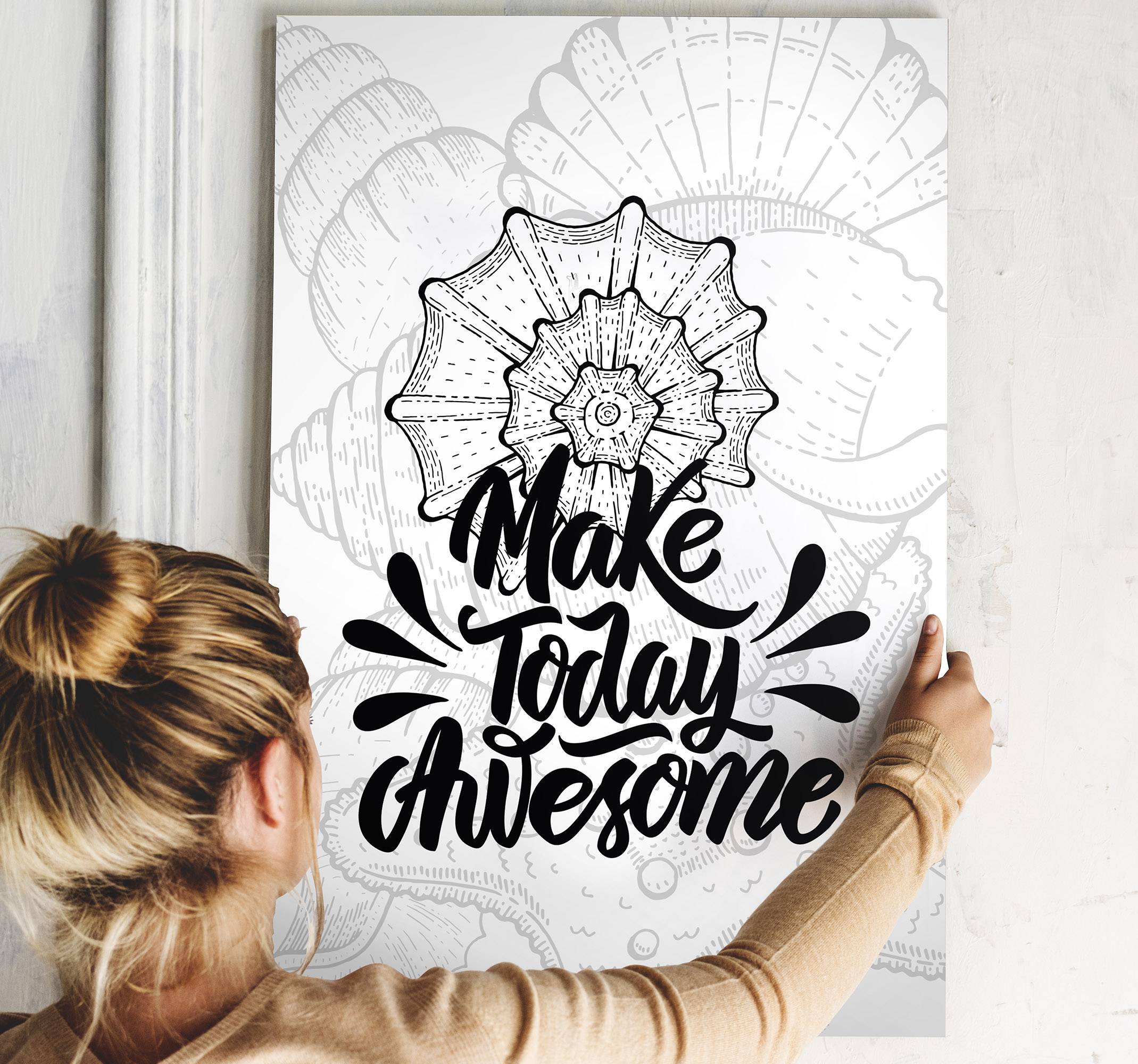 Marint liv och snäckskal inspirerandecanvas tavla