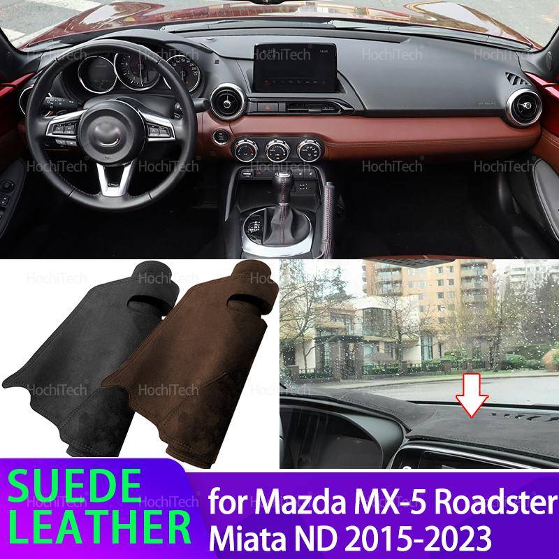 UV-skyddande Mockaläder Instrumentpanelsmatta För Mazda MX-5 MX5 Roadster Miata ND 2015-2023 Svart/Brun Instrumentpanelsöverdrag Solskydd Mattmatta sv