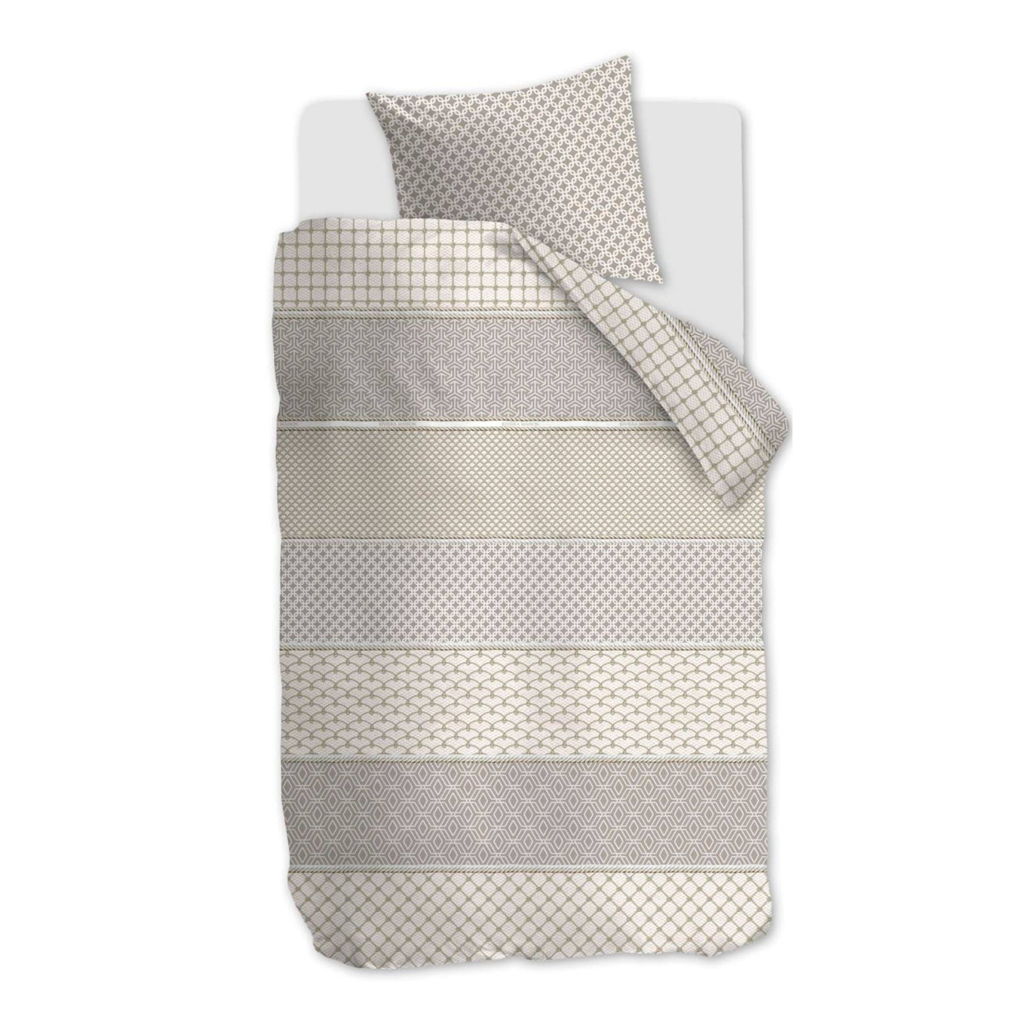 Mönstrat sängkläder 140x200 cm - Påslakanset i 100% mjuk bomull - Ropes Taupe - Riviéra Maison sängkläder - Beige (140x200 cm)