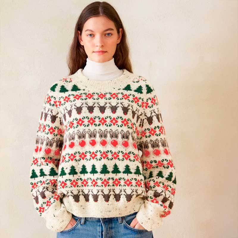 Strikkekit 24-04 Julesweater fra Sandnes Garn i Tynd Peer Gynt - 3XL: 16 nøgler garn