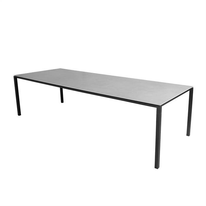 Cane-Line Pure havebord - 280x100 cm - Stel: lavagrå - Bordplade: Betongrå Lava grå (Aluminium)