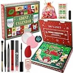 DE'LANCI Sminkset skönhet adventskalender 2024|adventskalender skönhet|jul skönhetsbox för tonåringar flickor vuxna |12 dagar med jul nedräkning kalender överraskningsgåvor