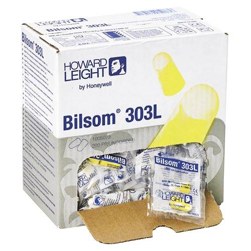 Honeywell Bilsom 303 ørepropper 33 dB, æske 200 par, Hvid/gul, Polyuretan, uden snor