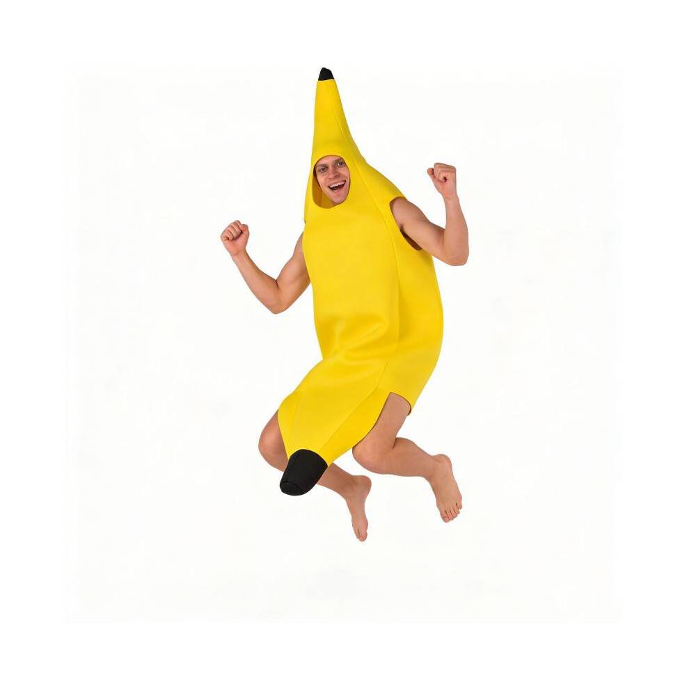 (Headpiece, Adult height 180cm) Kids Adults Halloween Banana Costume Funny Party Stage Dress Up Fruit Outfit for Carnival Performance