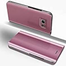 Uposao fodral till Samsung Galaxy S8, spegel flip fodral för Samsung Galaxy S8, lyxig spegel smart klar vy hård baksida fodral galvanisering teknologi [stativfunktion] ultratunn PC PU-läder bokstil fodral för Samsung Galaxy S8 + 1 x svart pekskärmspenna, spegel svart Samsung Galaxy S8 Mirror Rose Gold