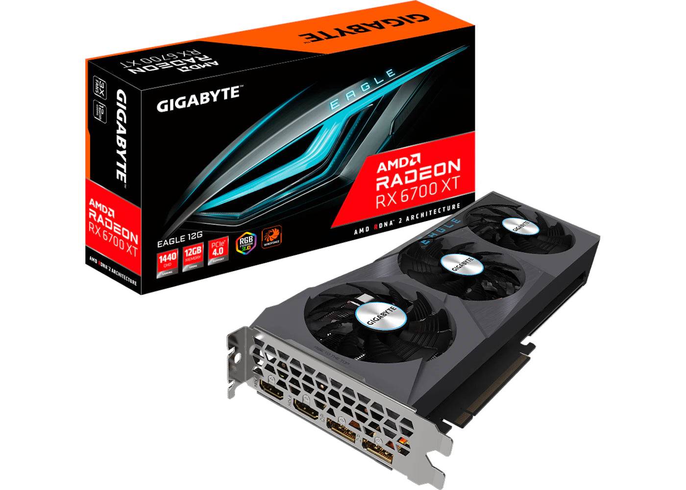 AMD GIGABYTE Radeon RX 6700 XT EAGLE 12G Graphics Card (GV-R67XTEAGLE-12GD) - One Size (One Size)